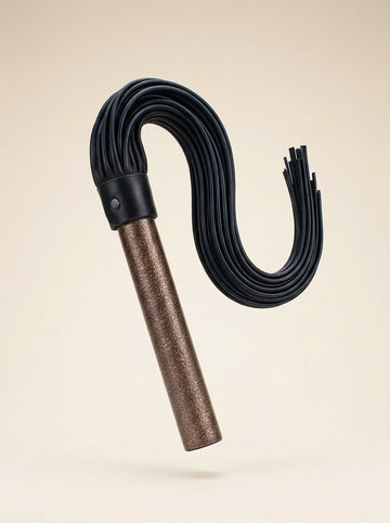 Vintage Cowhide Flogger – Antique Wooden Handle Whip for Couples & Training