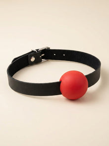 Napa Leather Ball Gag – Adjustable Luxury Accessory in Black, Red, Blue, Pink