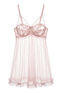 Blush Rosette Mesh Babydoll Set