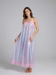 Aurora Glow Iridescent Organza Maxi Gown