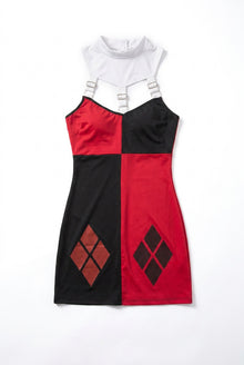 Playful Harlequin Cosplay Costume - Red and Black Jester Outfit