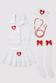 Seductive Nurse Role-Play Costume – Sheer Lace Set with Stethoscope