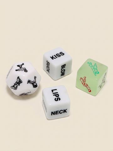 Glow-in-the-Dark Naughty Dice – Couples Game Set for Romantic Fun (4-Pack)