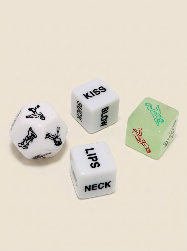 Glow-in-the-Dark Naughty Dice – Couples Game Set for Romantic Fun (4-Pack)
