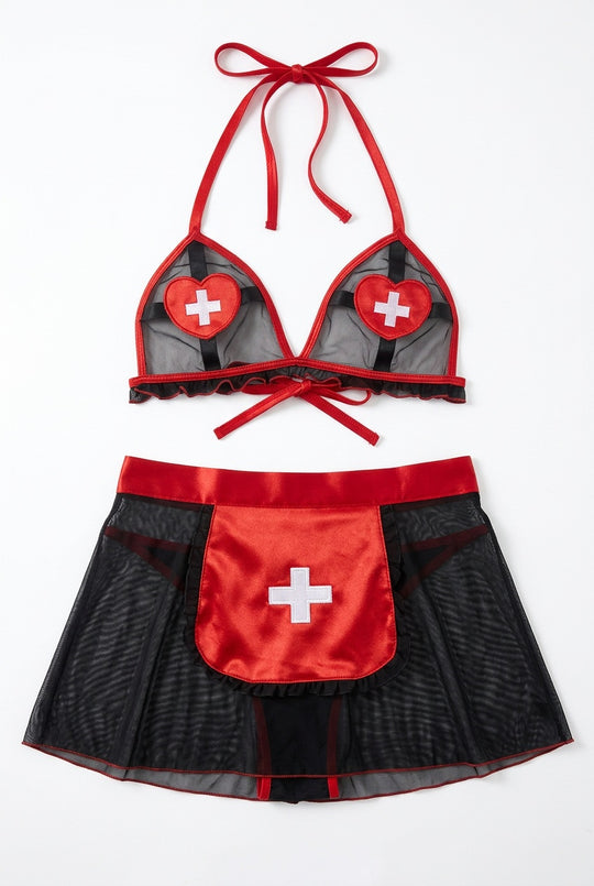 Valencia Satin Nurse Apron Costume Set