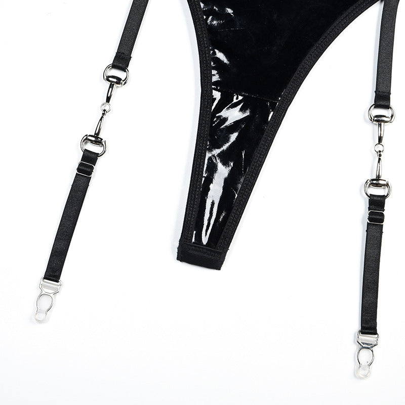 Vespera Gloss Corset Bodysuit-Black-L-Basques-StylinArts