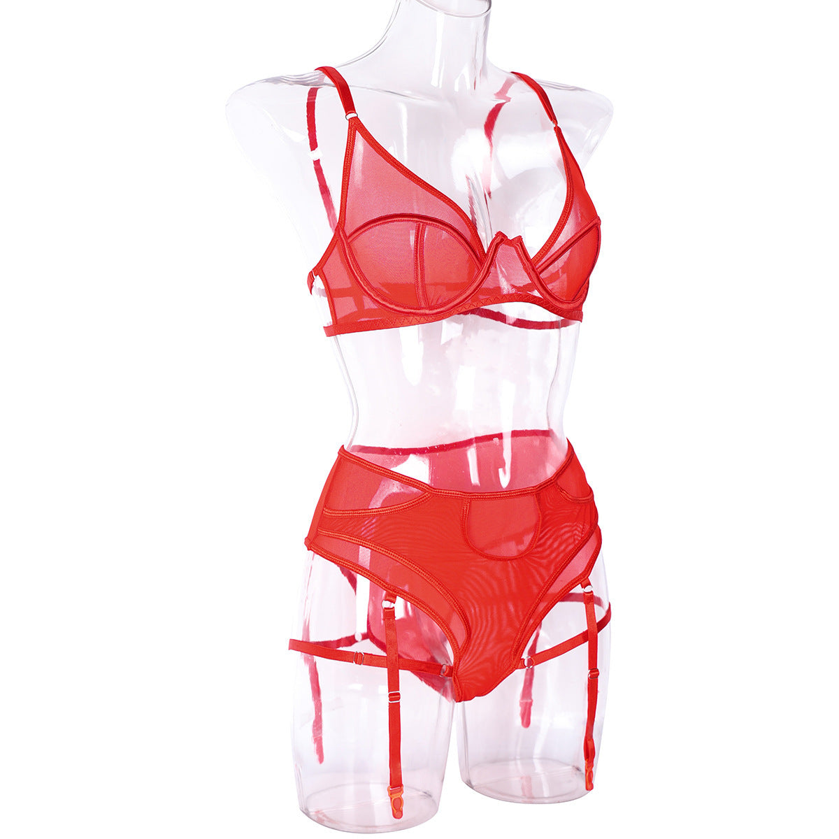 Scarlet Frame Sheer Lingerie Set-Khaki-L-Basques-StylinArts