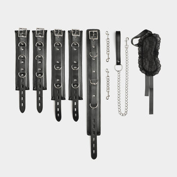 Sensual Restraint Collar & Cuffs Set-Suspender Belts-StylinArts