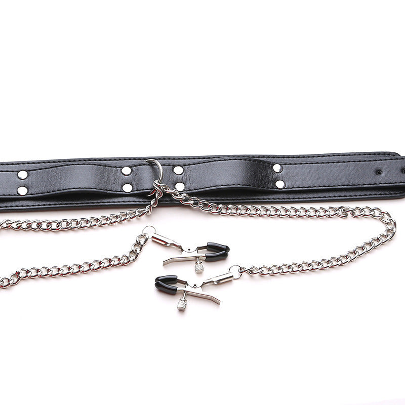 Luxury PU Leather Flirting Collar with Adjustable Chain Clips – Multiple Colors-Bound to You-StylinArts