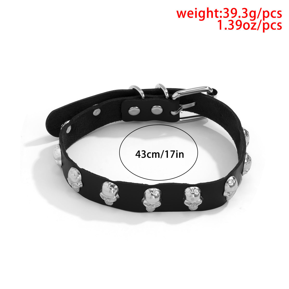 Skull Studded Black Faux Leather Choker – Edgy Seduction Statement-Necklace-StylinArts