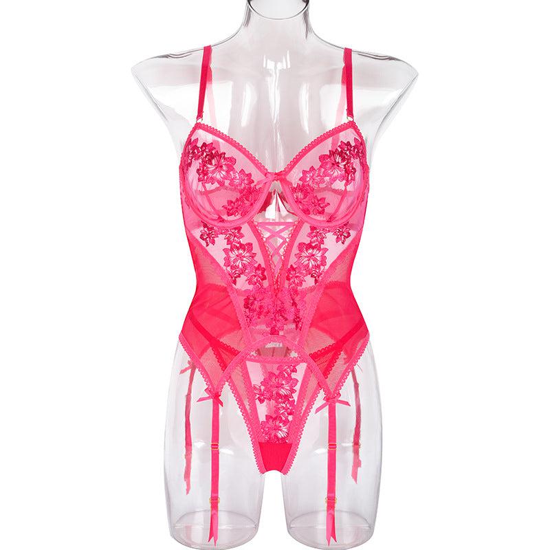 Elysia Embroidered Mesh Basque-Pink-L-Basques-StylinArts