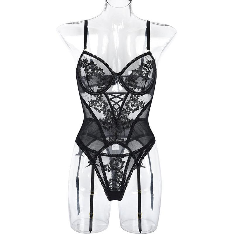 Elysia Embroidered Mesh Basque-Black-L-Basques-StylinArts