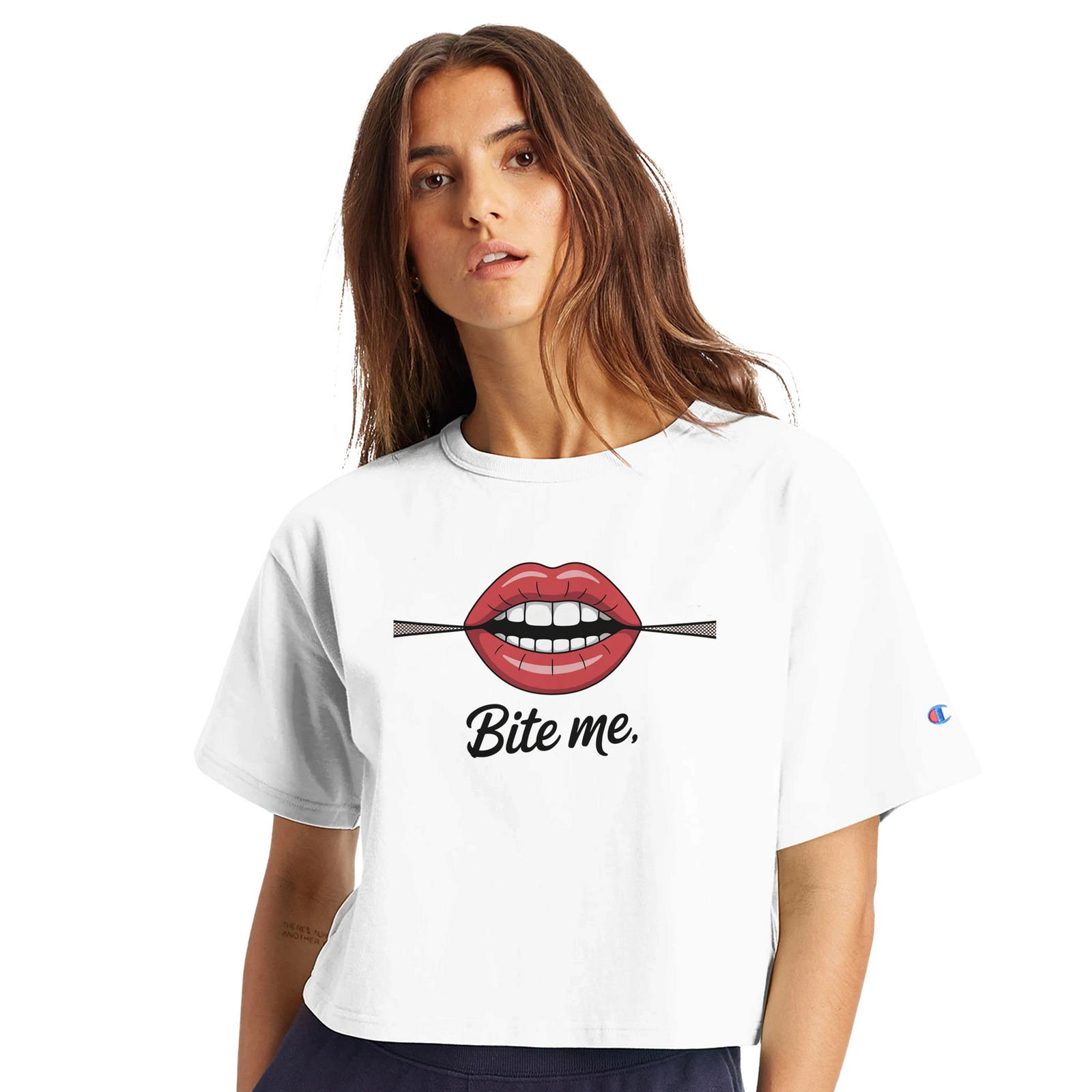 Bite Me Limited Edition Tee-White-XS-Cropped Tee-StylinArts