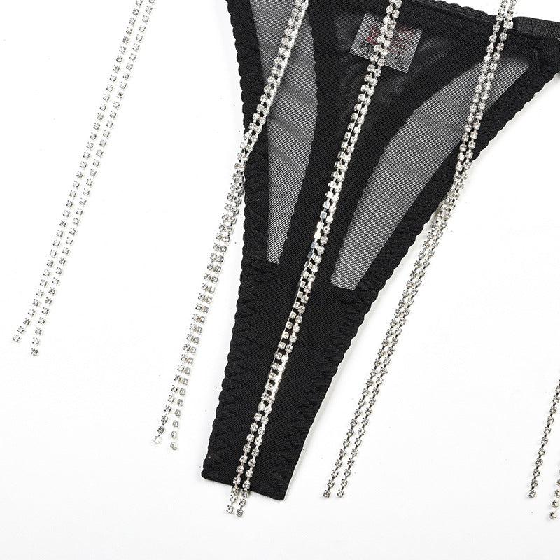 Luxe SeductCelestine Crystal-Trim Mesh Bodysuit-Black-L-Bodies & Teddies-StylinArts