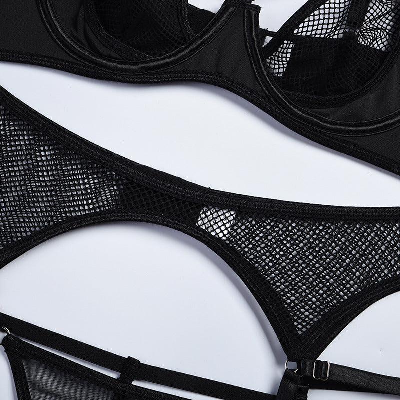 Veyra Mesh Harness Garter Set-Black-L-Basques-StylinArts