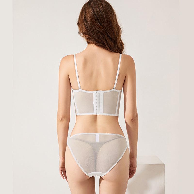 Lunaria Bloom Embroidered Longline Set-Black-L-Bras and Briefs-StylinArts