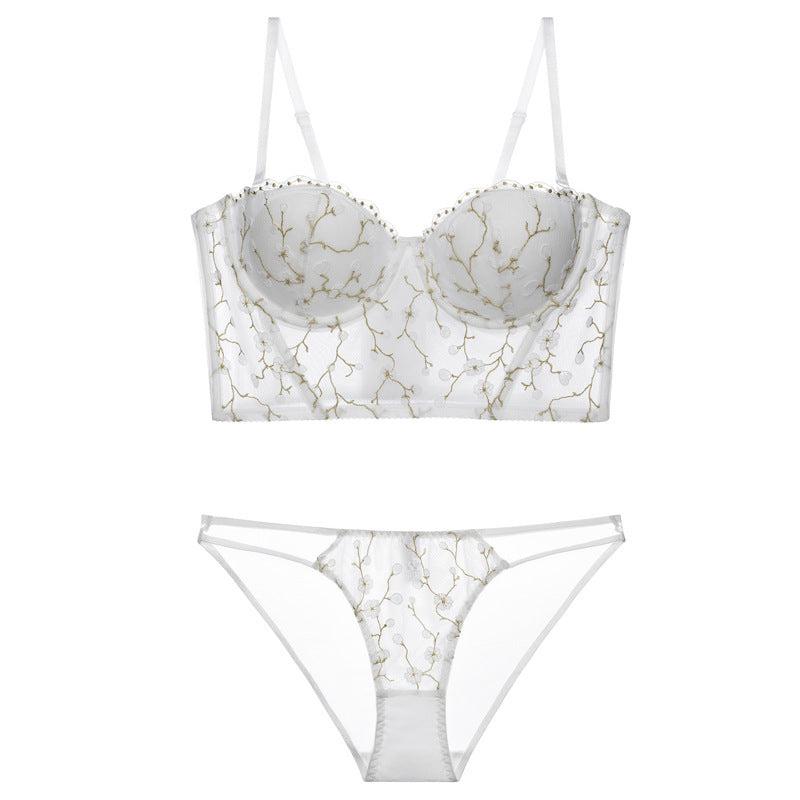 Lunaria Bloom Embroidered Longline Set-White-L-Bras and Briefs-StylinArts