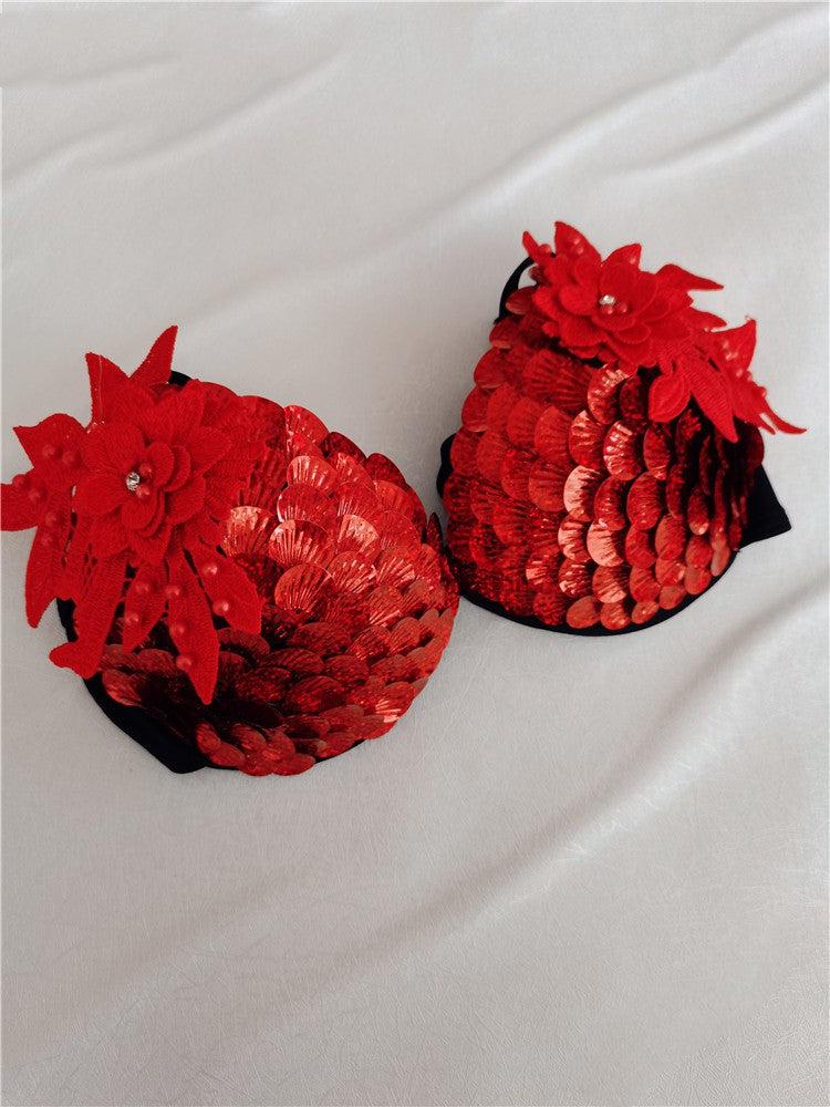 Handmade Sequined Mermaid Scale Lingerie.-Blue-L-Bras and Briefs-StylinArts