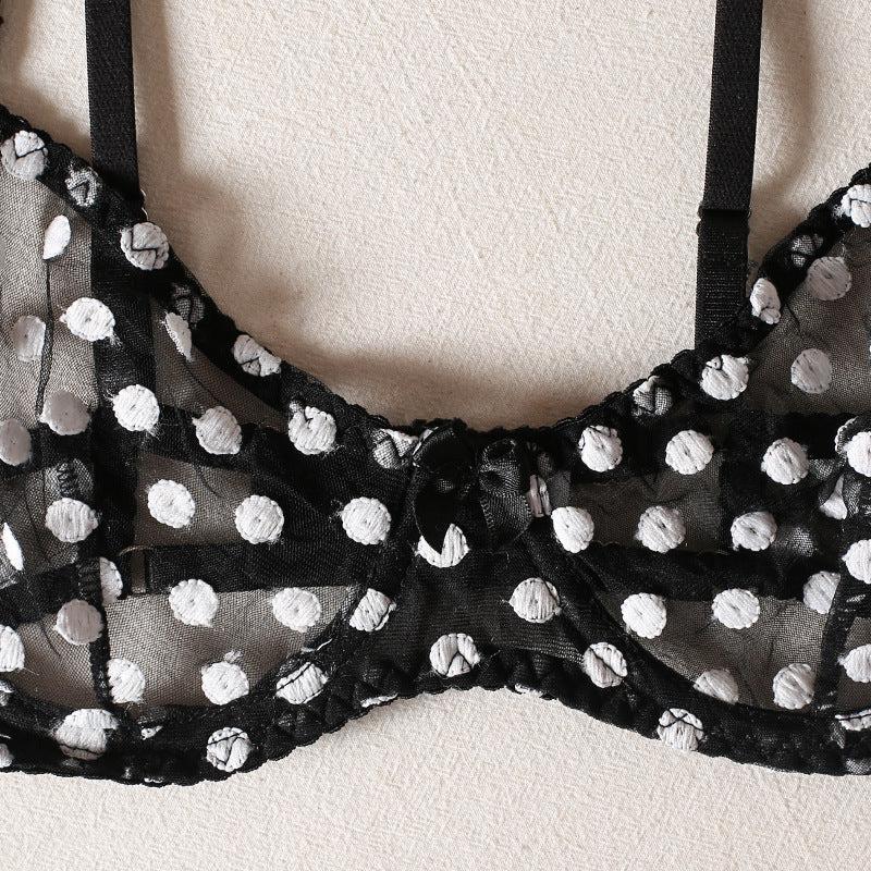 Noctara Polka Dot Lingerie Set-Black-L-Bras and Briefs-StylinArts