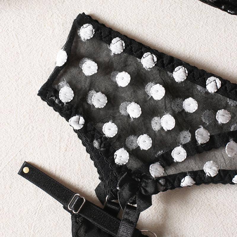 Noctara Polka Dot Lingerie Set-Black-L-Bras and Briefs-StylinArts