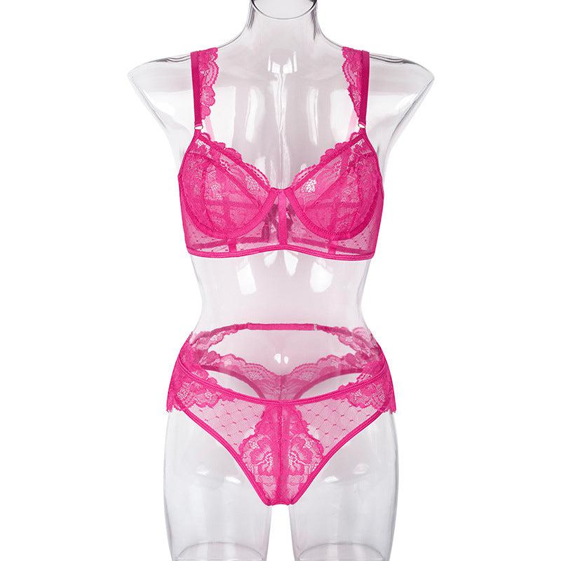 Rose Red Embroidered Enigma's Allure Lingerie.-Rose Red-L-Bras and Briefs-StylinArts