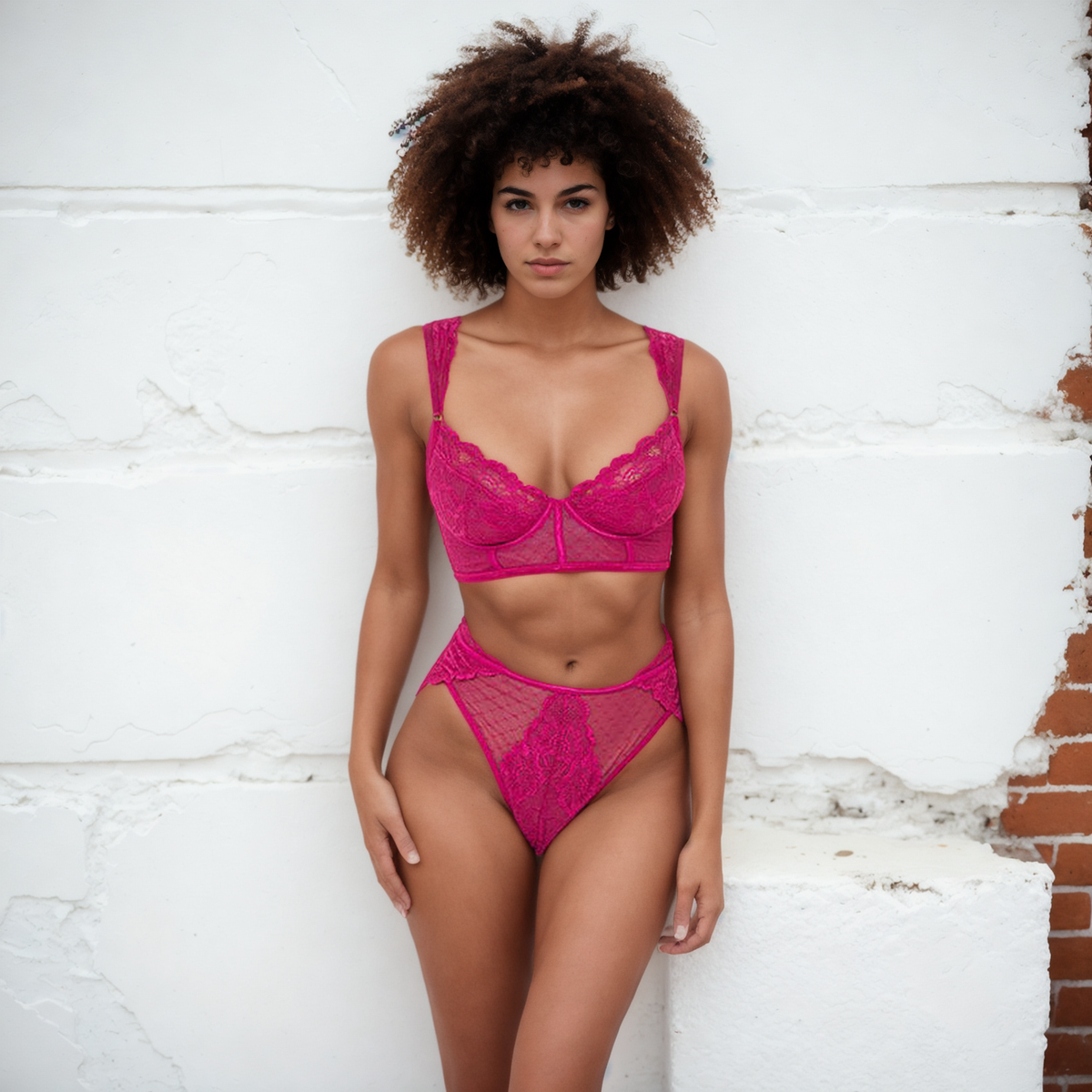 Rose Red Embroidered Enigma's Allure Lingerie.-Rose Red-L-Bras and Briefs-StylinArts