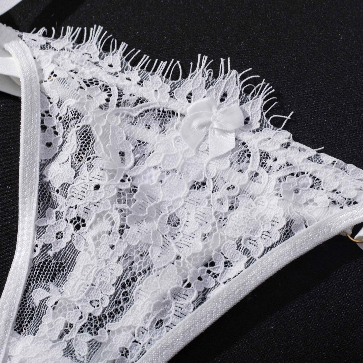 Celestine Sheer Lace Garter Set-White-L-Basques-StylinArts