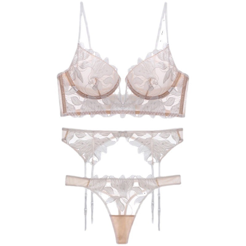 Celestine Embroidered Longline Intimate Set-White-L-Basques-StylinArts