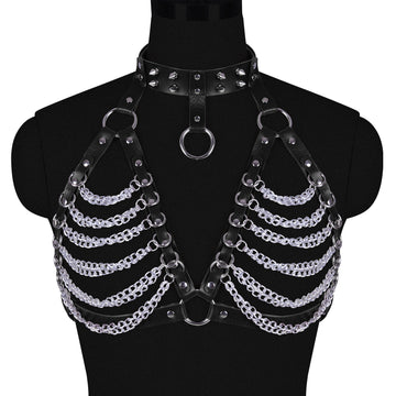 Fierce Chains Dominatrix Bra-Suspender Belts-StylinArts