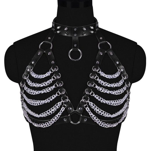 Fierce Chains Dominatrix Bra-Suspender Belts-StylinArts