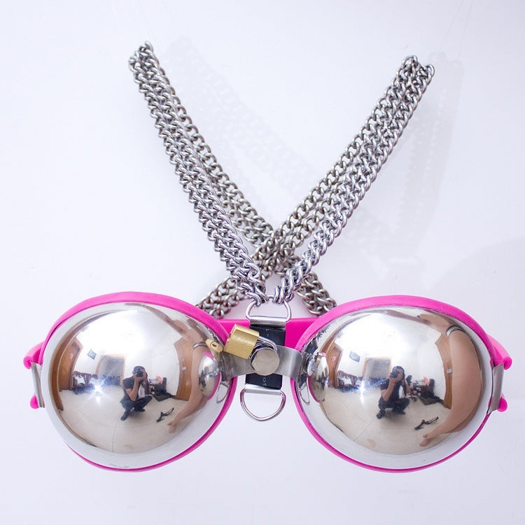 Stainless Steel Chain Bra – Fantasy Costume Lingerie with Lockable Cups-Bound to You-StylinArts