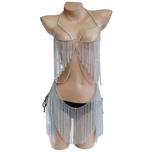 Dazzling Conjoined Body Chain Necklace-Suspender Belts-StylinArts