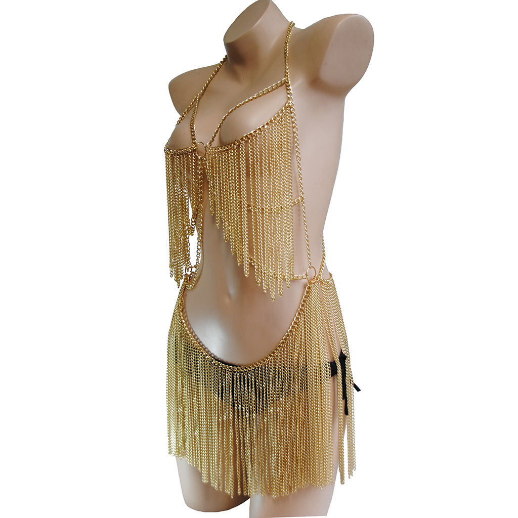 Dazzling Conjoined Body Chain Necklace-Suspender Belts-StylinArts