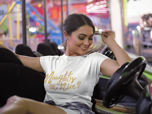 Naughty & Nice Tee-White-S-Regular Fit Tee-StylinArts