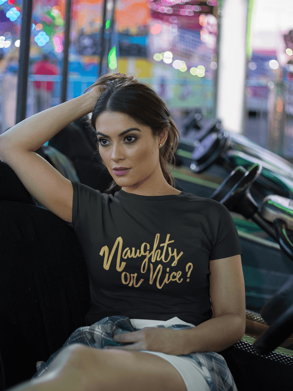 Naughty & Nice Tee-Black-S-Regular Fit Tee-StylinArts