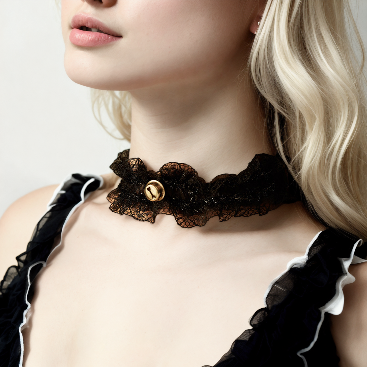 Seductive Lace Neck Loop-Suspender Belts-StylinArts