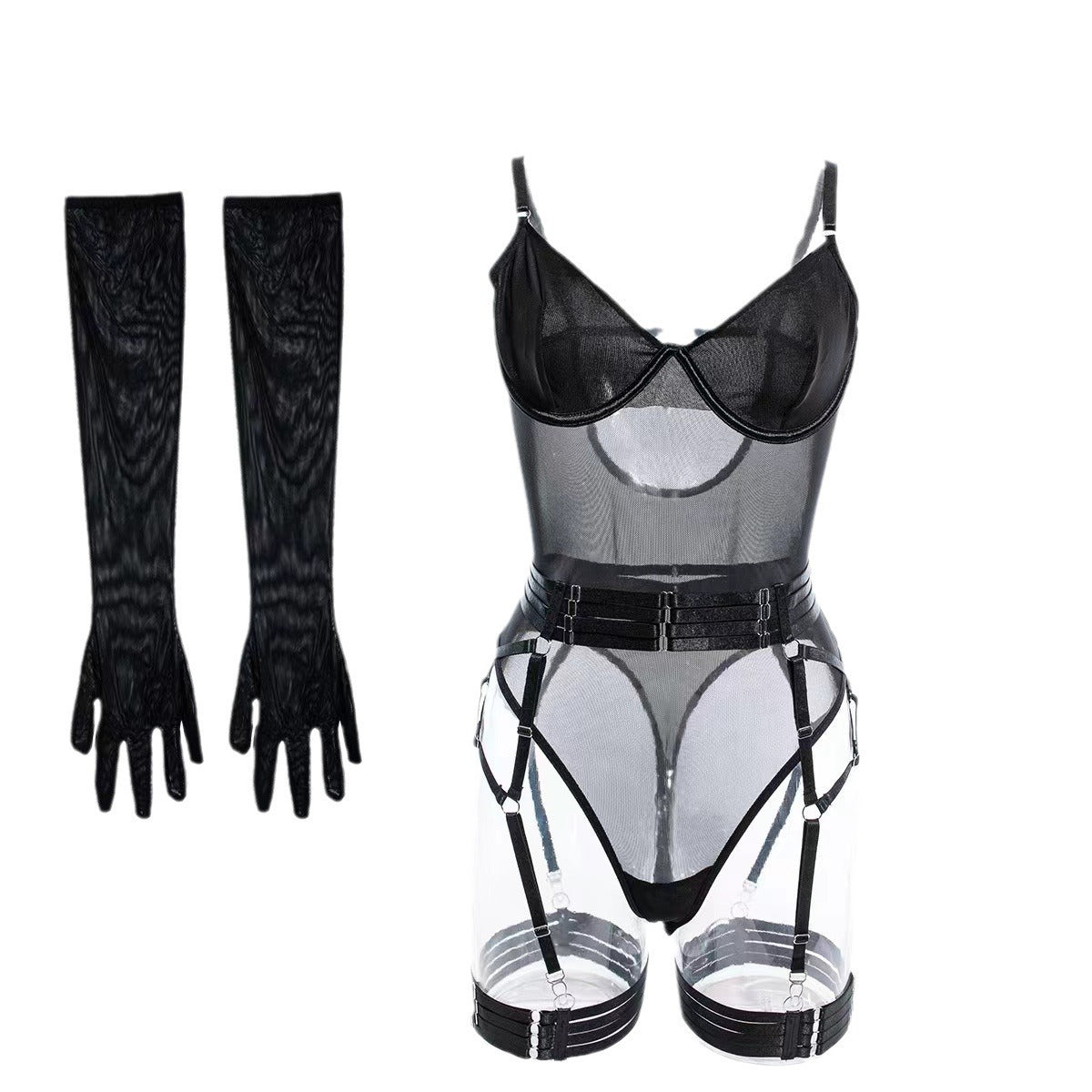 Noir Embrace Harness Bodysuit-Black-M-Basques-StylinArts