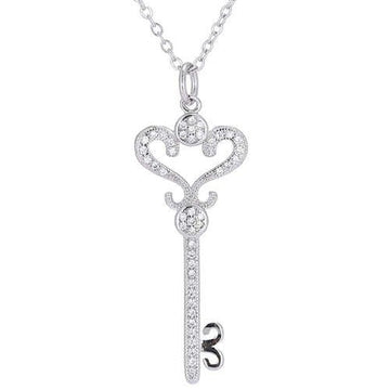 Elegance Key: Vintage Cubic Zirconia Necklace-Fashion Necklaces-StylinArts