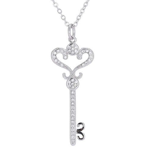 Elegance Key: Vintage Cubic Zirconia Necklace-Fashion Necklaces-StylinArts