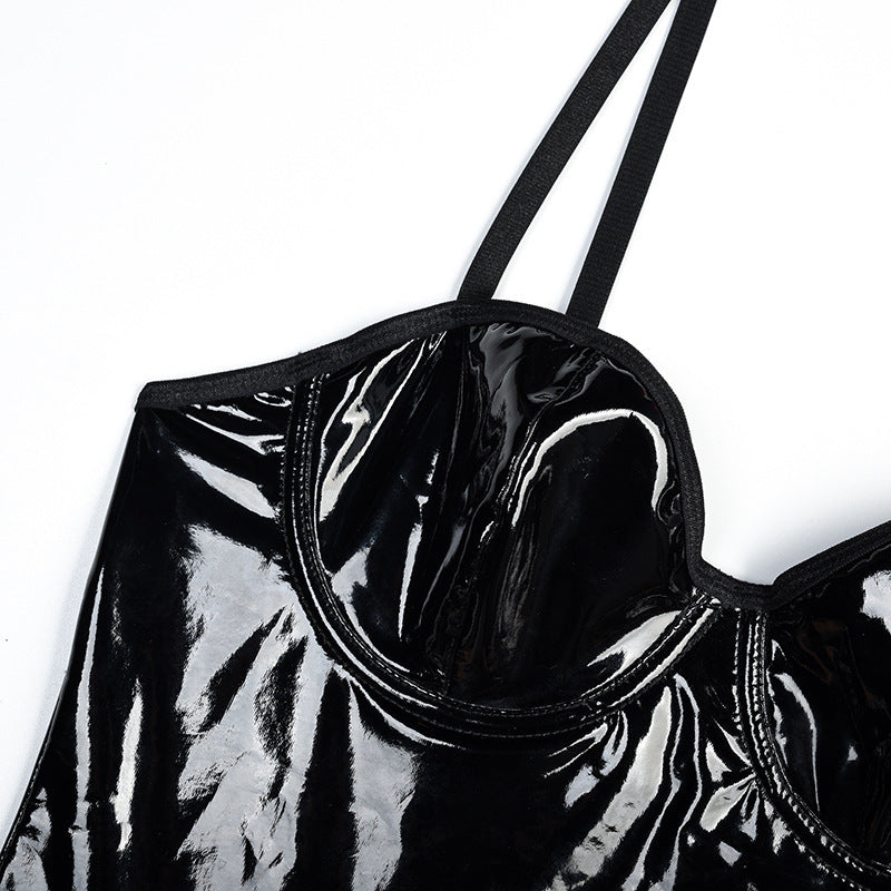 Vespera Gloss Corset Bodysuit-Black-L-Basques-StylinArts