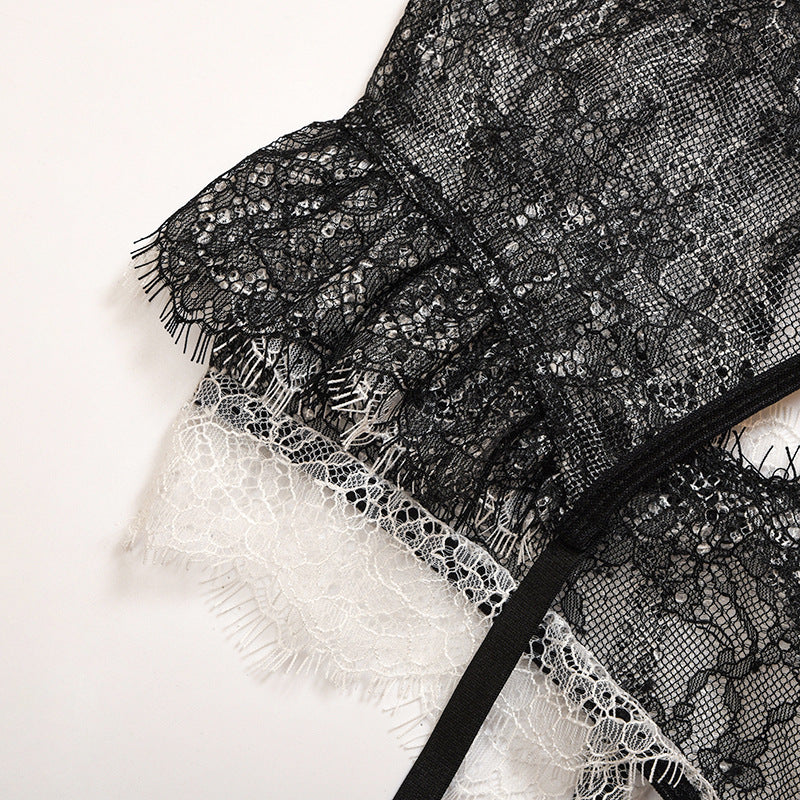 Vivienne Noire Lace Ensemble-Black-L-Basques-StylinArts