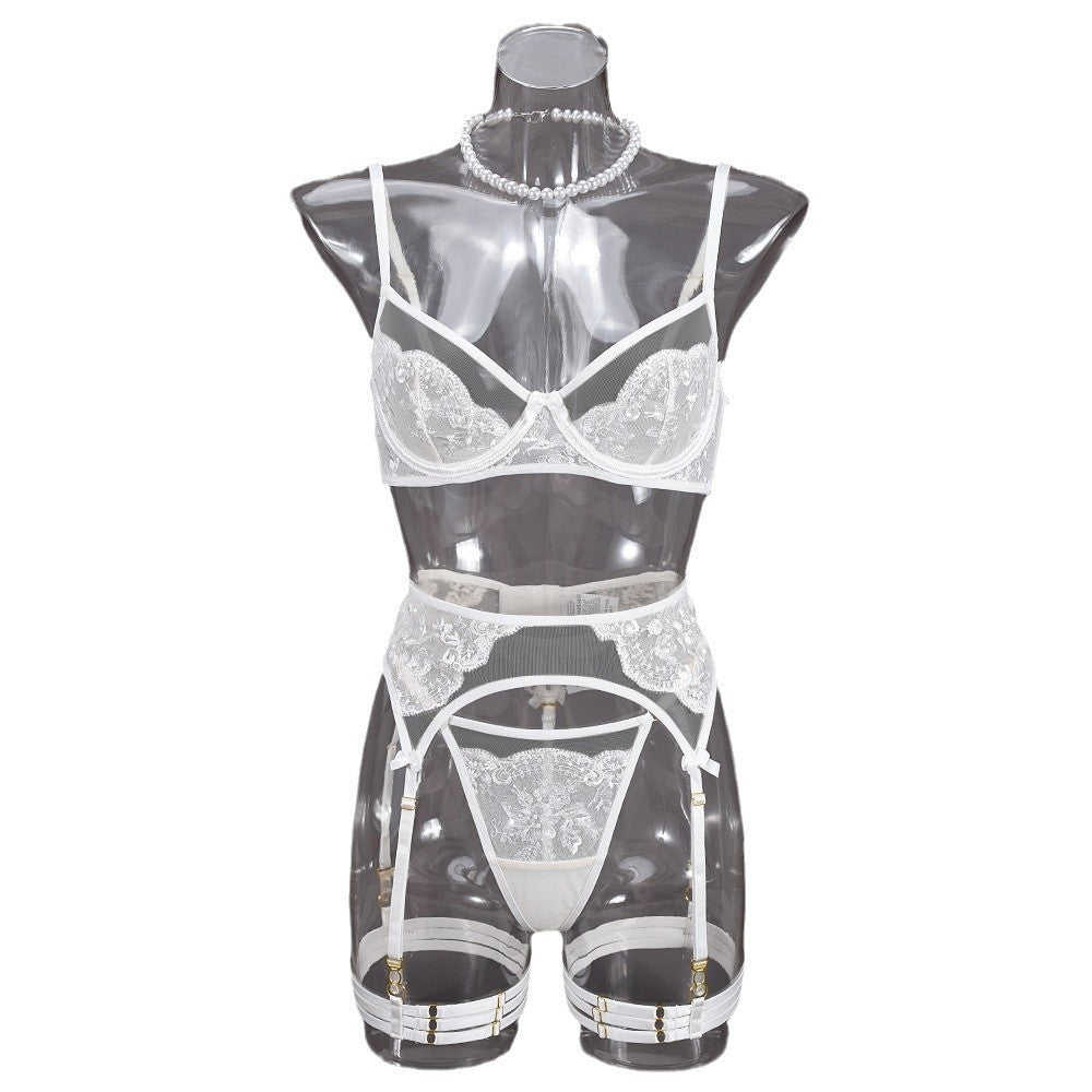 Aveline Embroidered Lace Lingerie Set-White-L-Basques-StylinArts