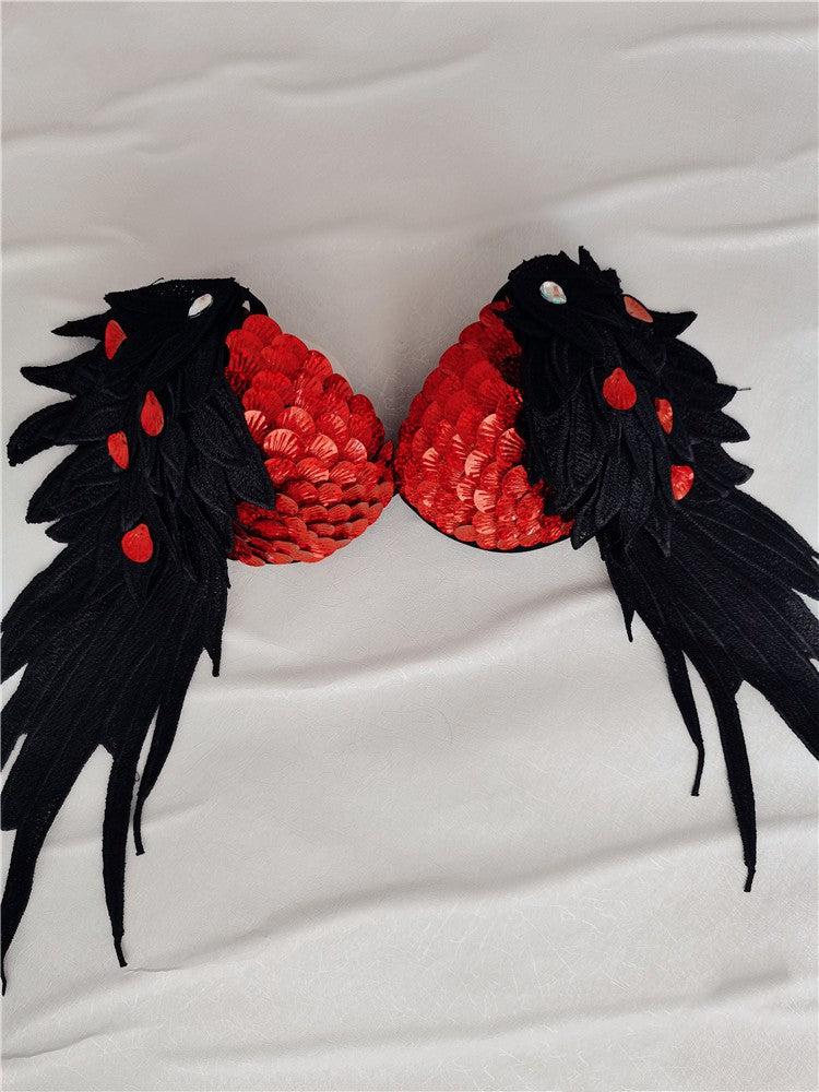 Handmade Sequined Mermaid Scale Lingerie.-Blue-L-Bras and Briefs-StylinArts