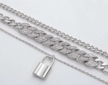 Azure Minimalism: Heart Lock Pendant Necklace-Necklace-StylinArts