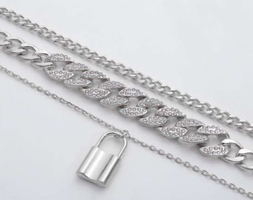 Azure Minimalism: Heart Lock Pendant Necklace-Necklace-StylinArts