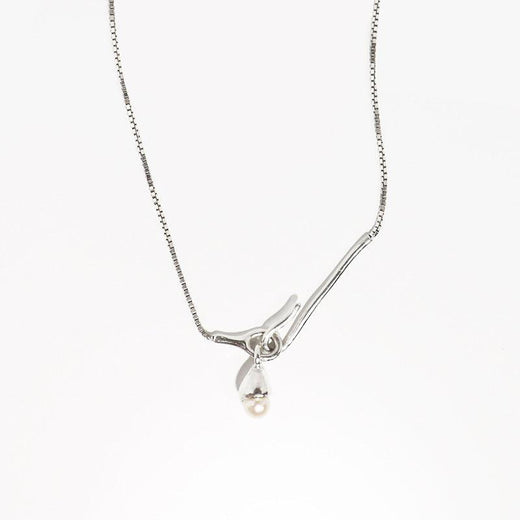 Elegant Silver Plated Pearl Necklace-Necklace-StylinArts