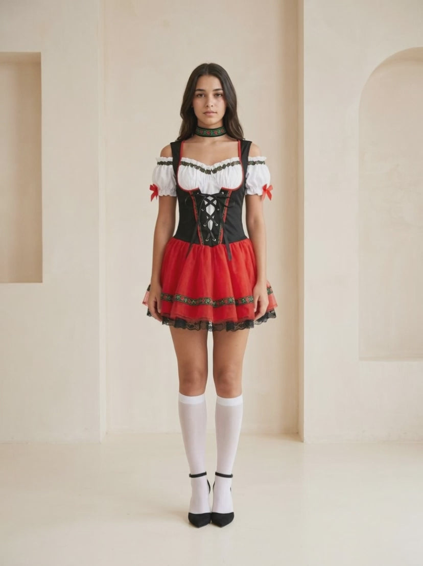 The Bavarian Belle - Oktoberfest-Inspired Mini Dress Costume