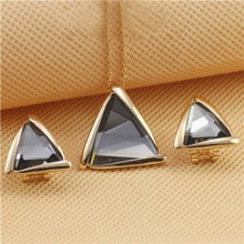 Sapphire Geometrics: 18K Rose Gold Crystal Pendant and Earrings Set