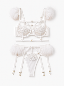Celestia Plume Embroidered Garter Set