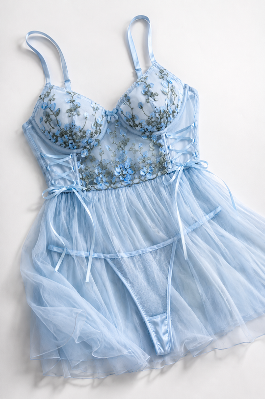 Celestial Bloom Sheer Babydoll Lingerie